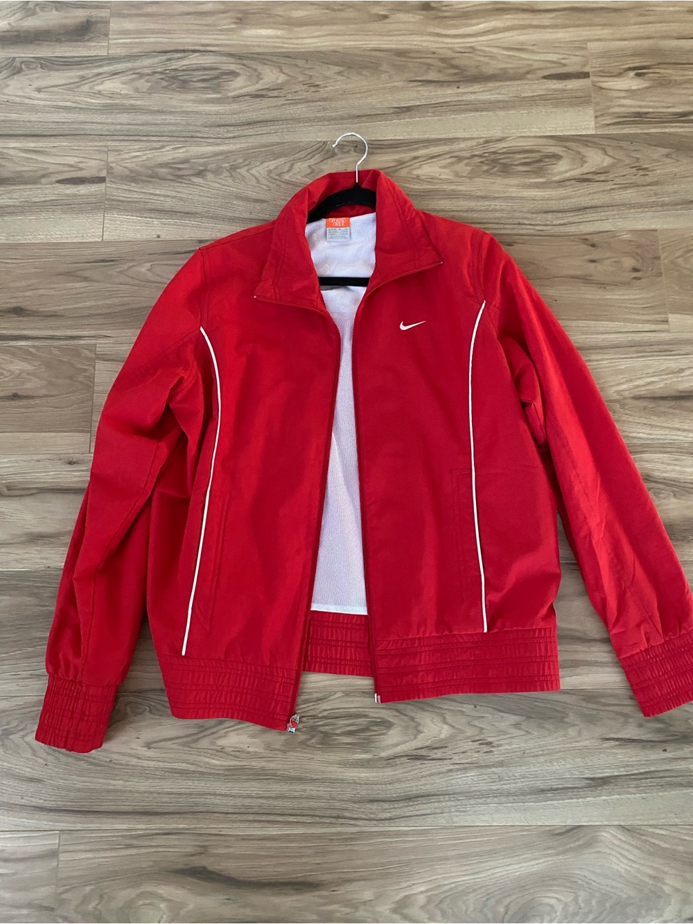 Nike Red Lightweight Track Jacket with White Piping